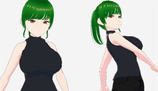 グリーンヘアーのツンデレ美女（セリフなし  3DCGモデル  イラスト集）